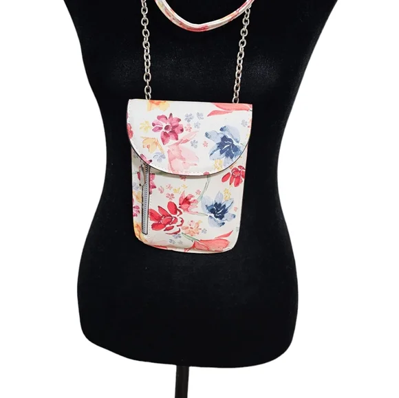 SAFE KEEPER Flower Print Vegan Leather Crossbody - Picture 4 of 5